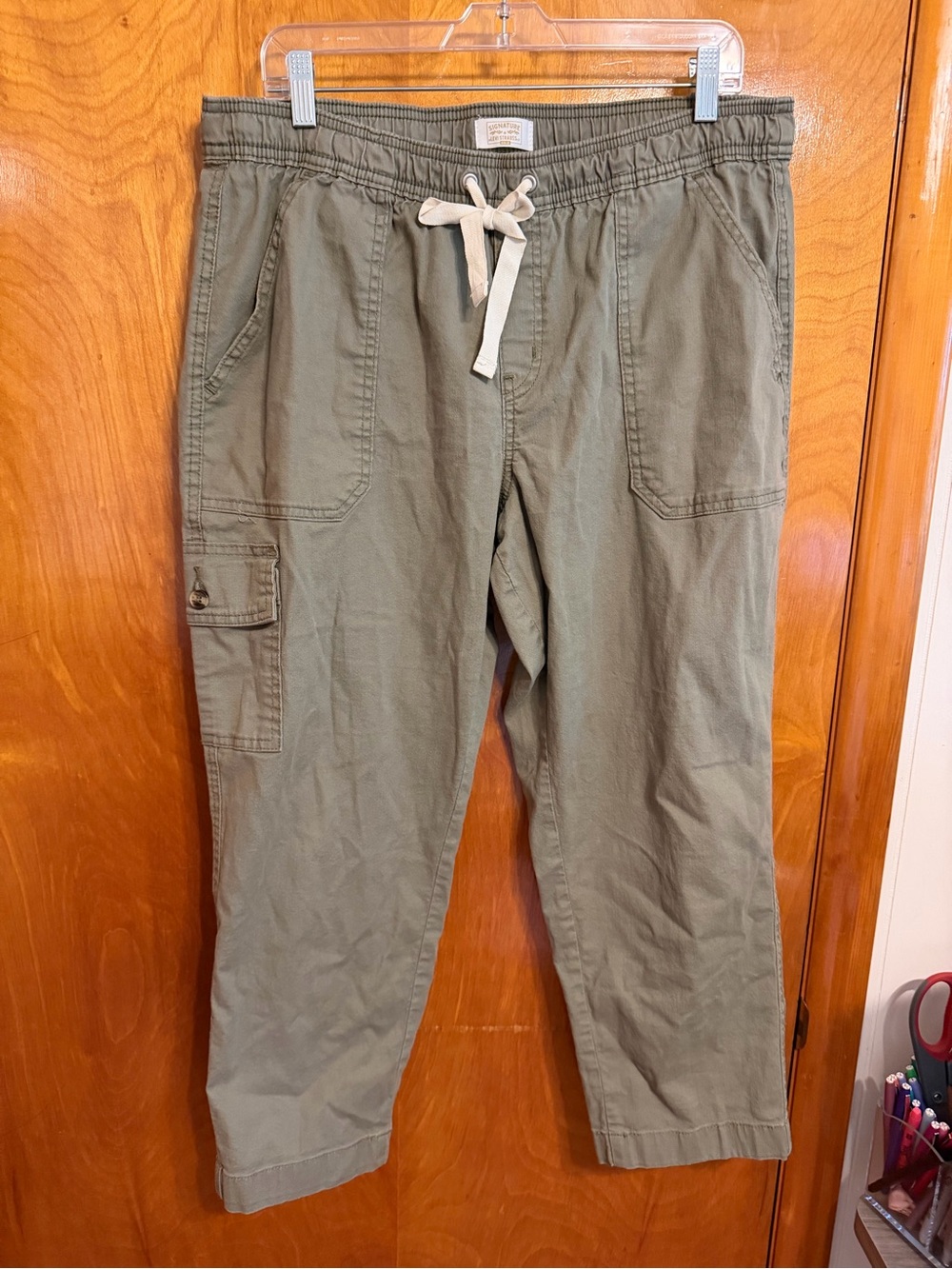 Levi's Olive Drawstring Cropped Cargo Pants